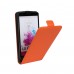 LG G3 mini - Genuine Leather Up Down Flip Protective Phone Cover Case - Orange